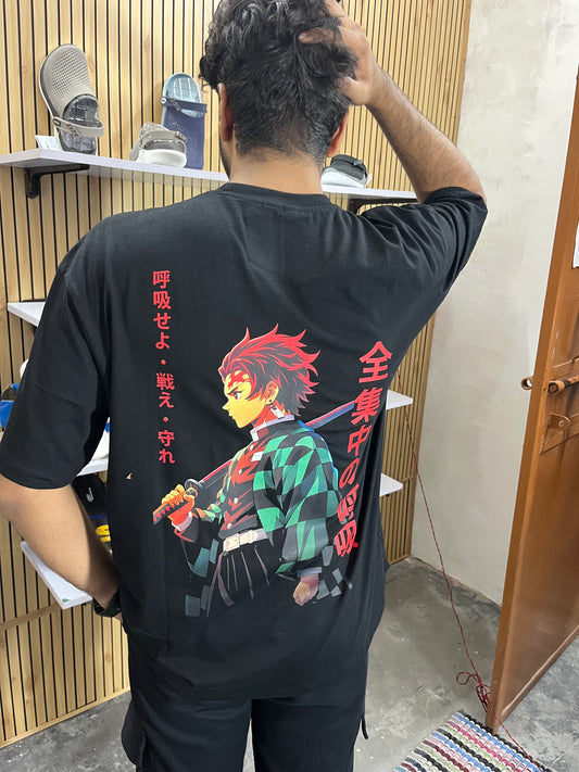 Demon Slayer - Black Offshoulder Tshirt